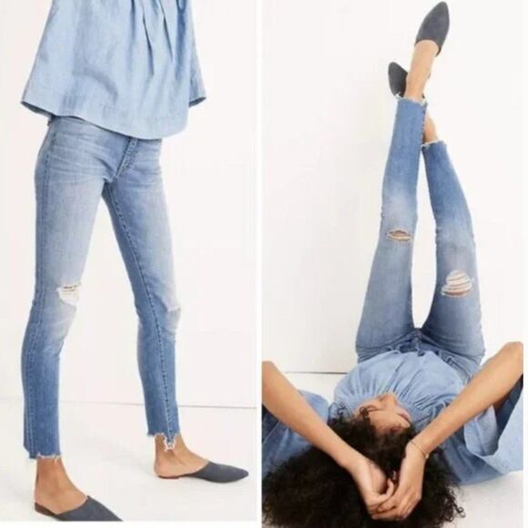 NEW Madewell Skinny Mid-rise ripped Jeans Frankie was, 27P - Picture 1 of 16